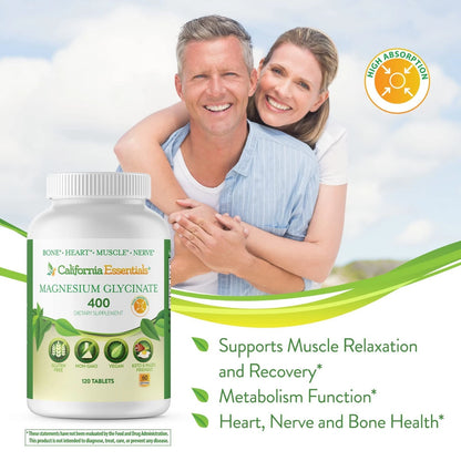 Essentials Magnesium Glycinate 400mg 120 Tablets High Absorption