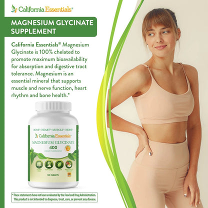 Essentials Magnesium Glycinate 400mg 120 Tablets High Absorption
